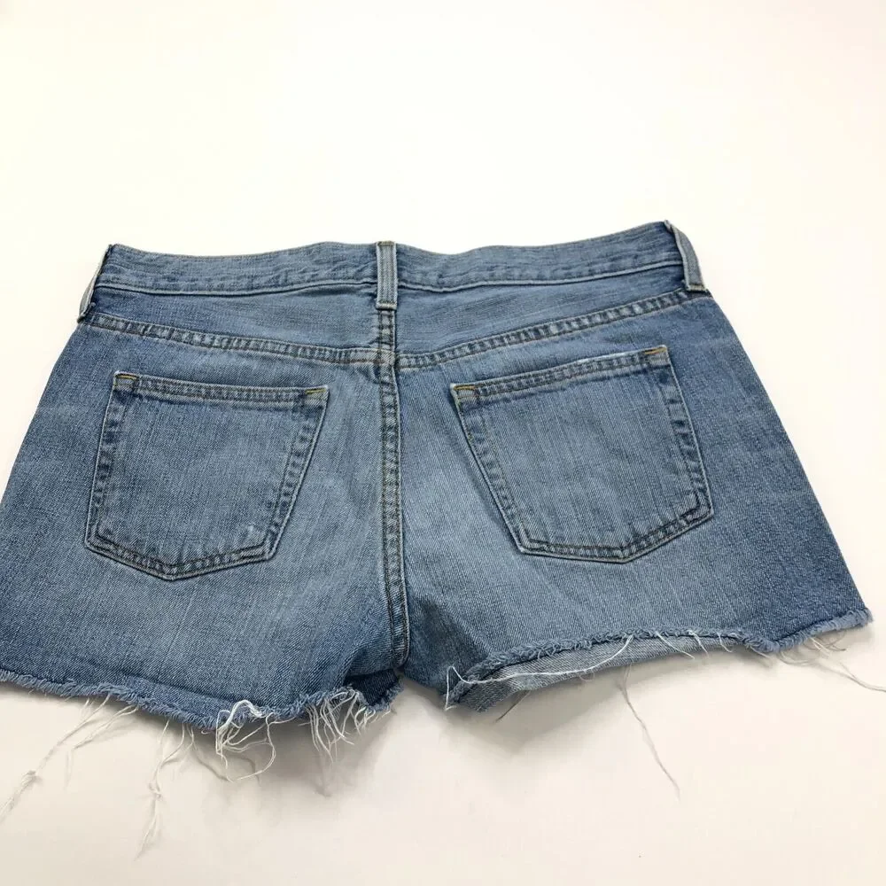 J.Crew 26 (Fit 32W) Cotton Cut Off Frayed Denim Jean Mid Rise 2.5